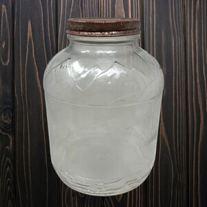 Vintage Duraglas Coffee Jar No Label Embossed Mountains Farmhouse Cottage